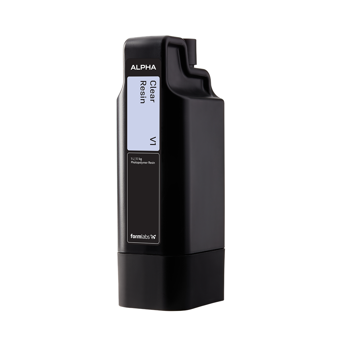 Side View of the Formlabs Alpha Clear Resin 1L for Studio 1 3D Printer