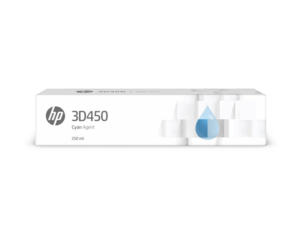 HP 3D450 250ml Cyan Agent - for HP Jet Fusion 580 3D Printer